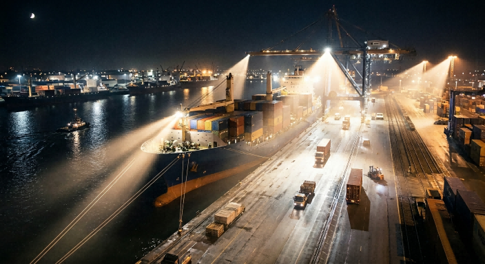 wide beam marine spotlight for docking operations