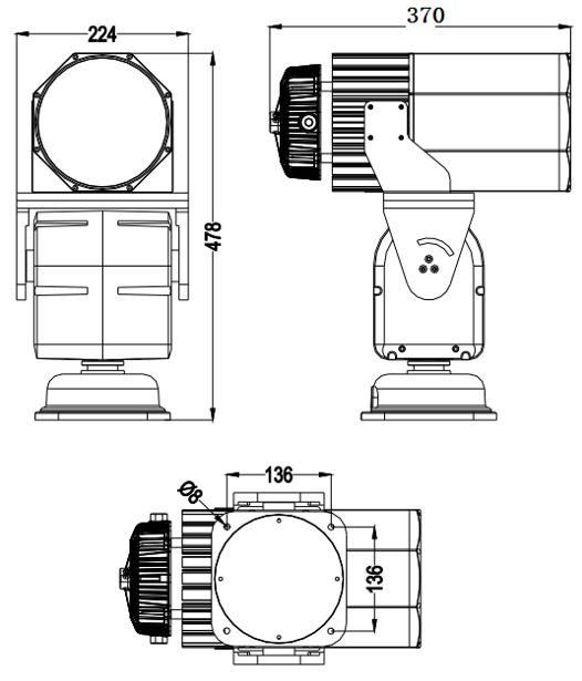 Wireless remote control small LED searchlight structure diagram