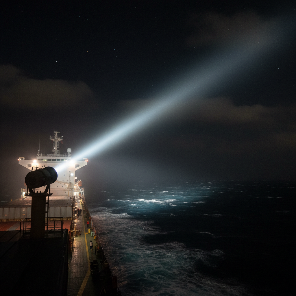 Beam distance of marine searchlights