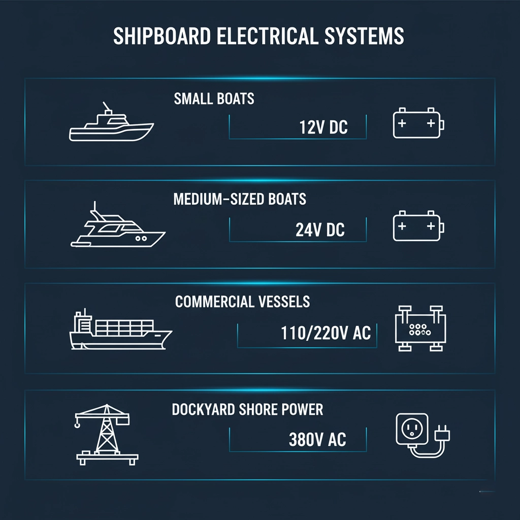 Schematic diagram of common ship electrical systems