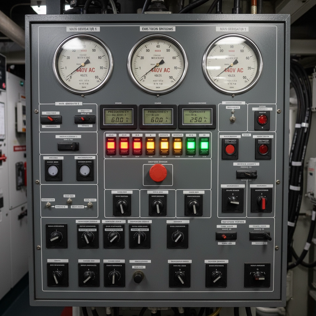 Schematic diagram of ship's main switchboard