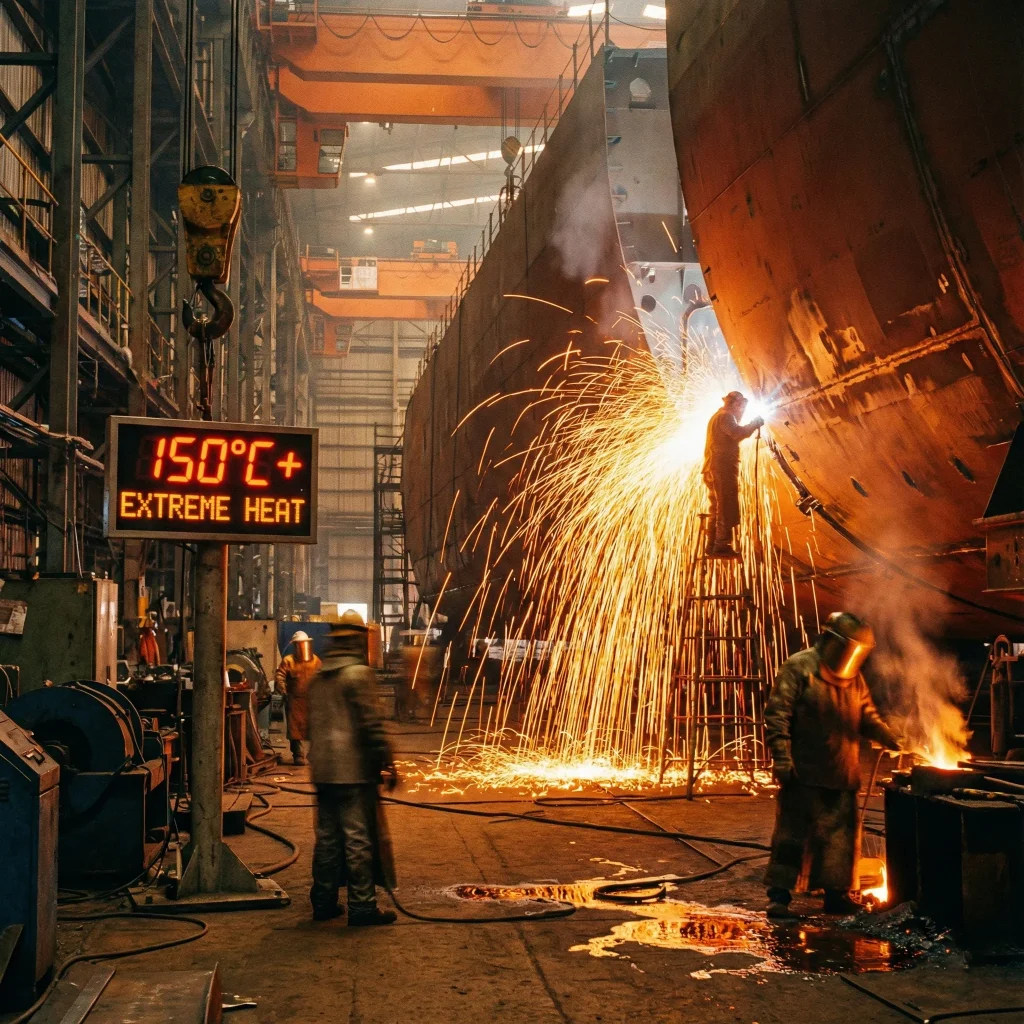 High-temperature spark splash diagram of welding area