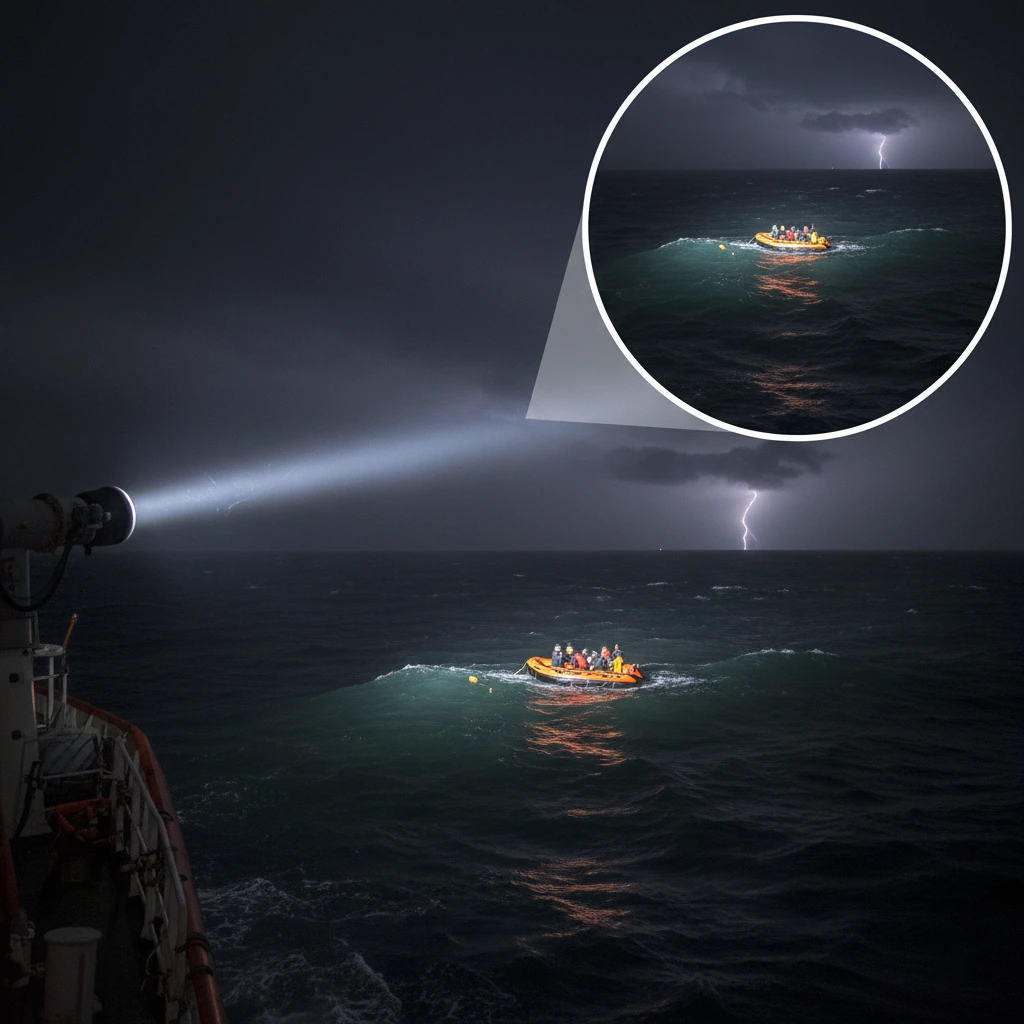 Marine searchlights for nighttime search and rescue