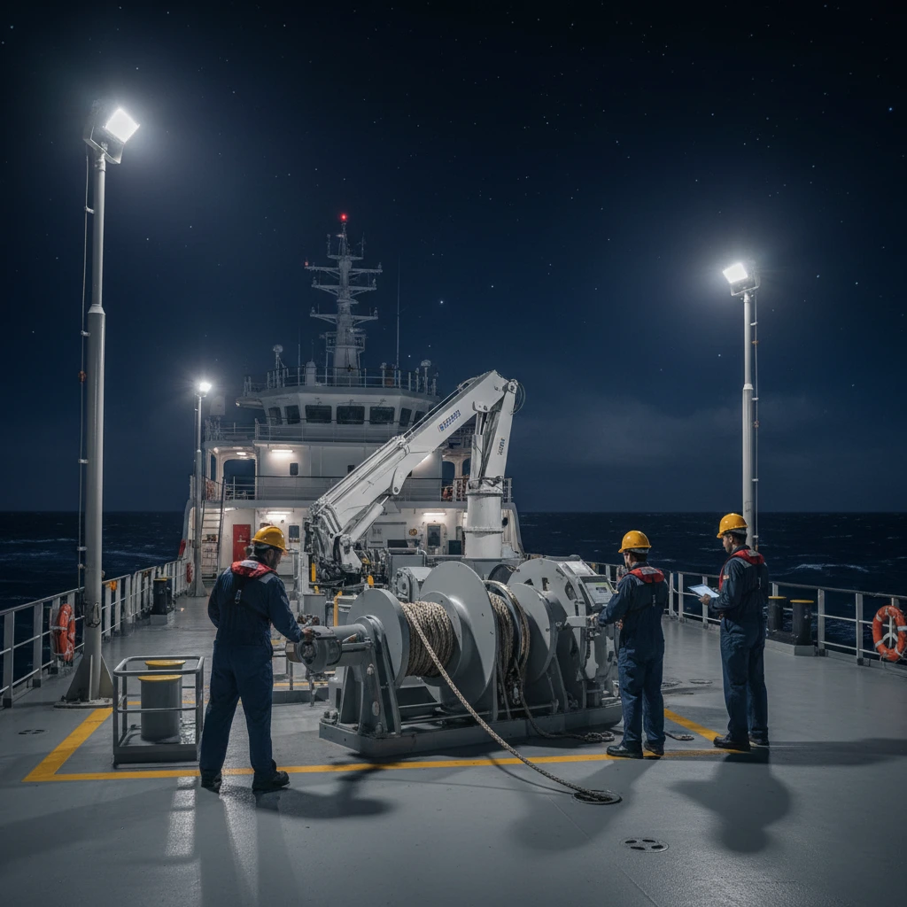 Boat LED task lighting providing glare-free and shadow-free illumination for deck operations
