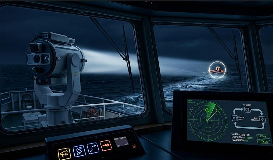 Automatic Tracking in Marine Searchlights