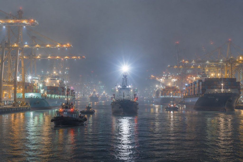 Flashing signal light improving vessel visibility in busy port environment