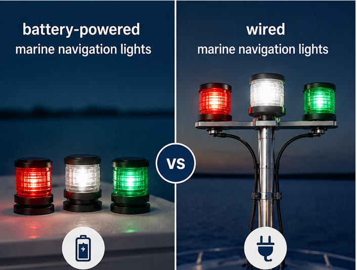 Battery-powered vs. Wired Marine Navigation Lights