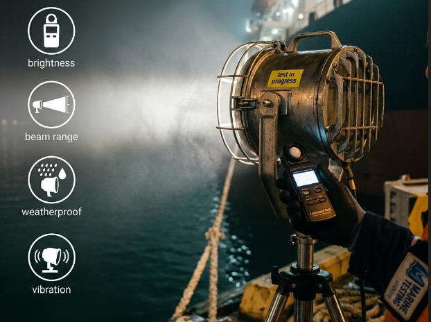 testing performance of marine spotlights