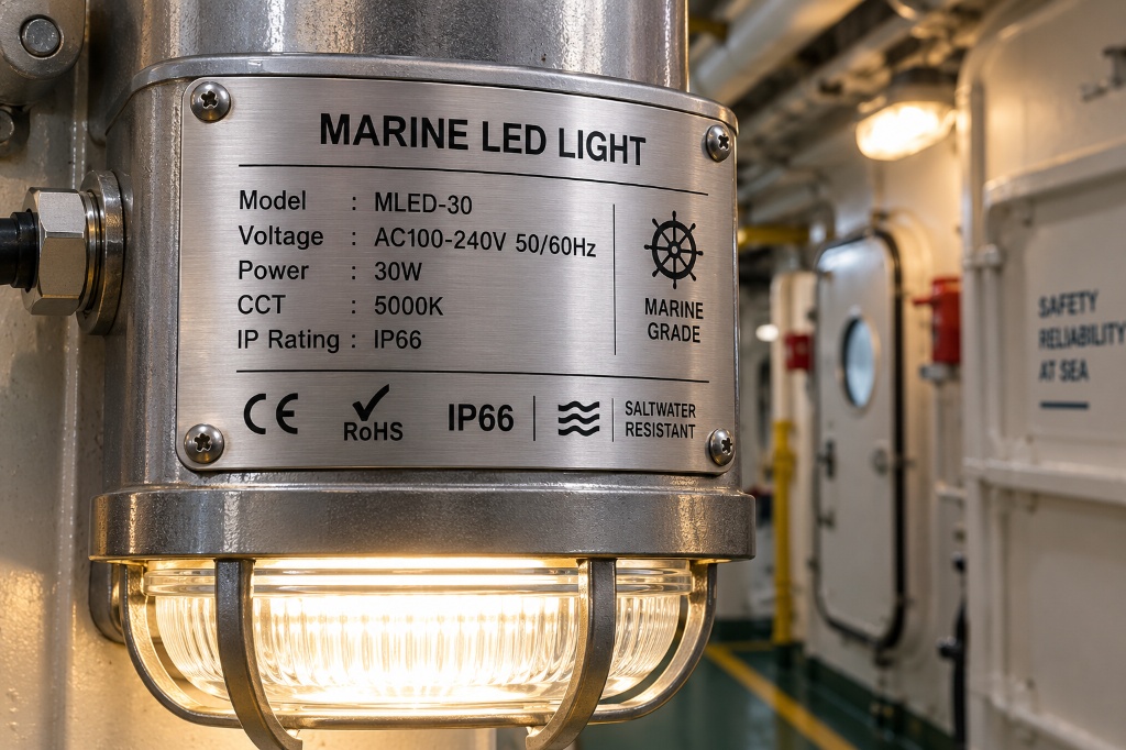 Checking nameplate for marine lighting replacement voltage