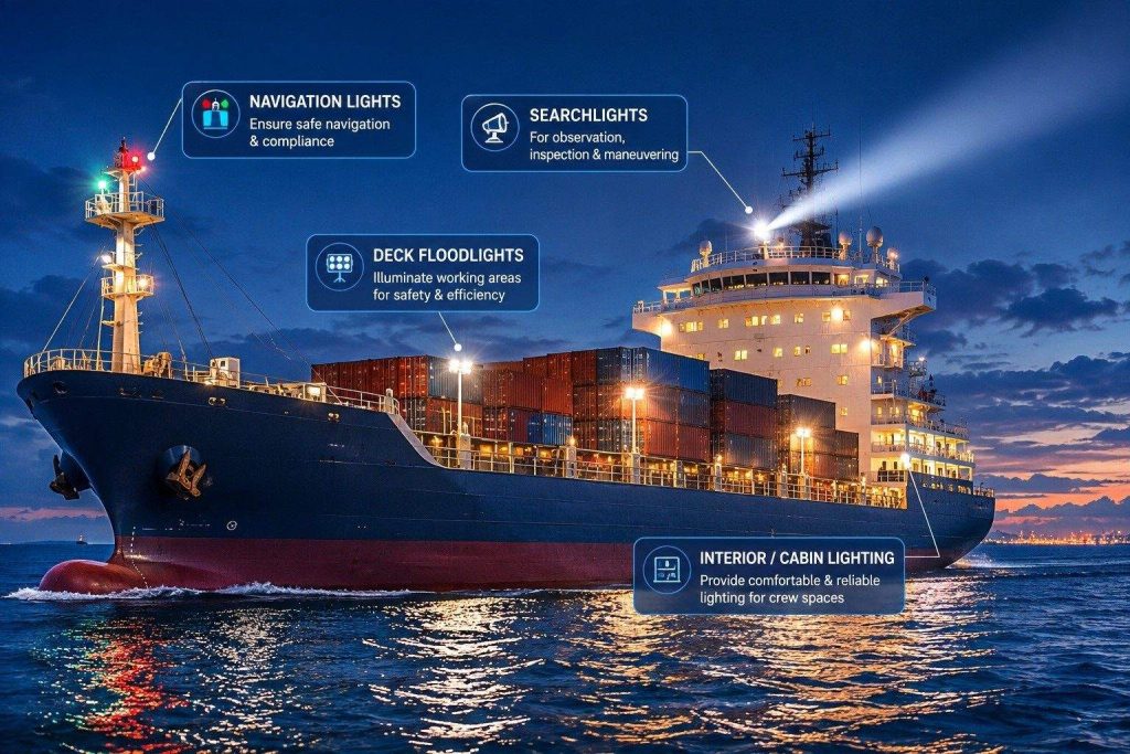 Marine lighting procurement planning for commercial vessels