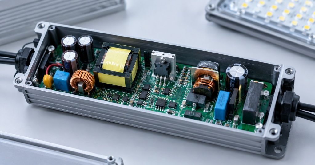 LED driver PCB components associated with electromagnetic interference